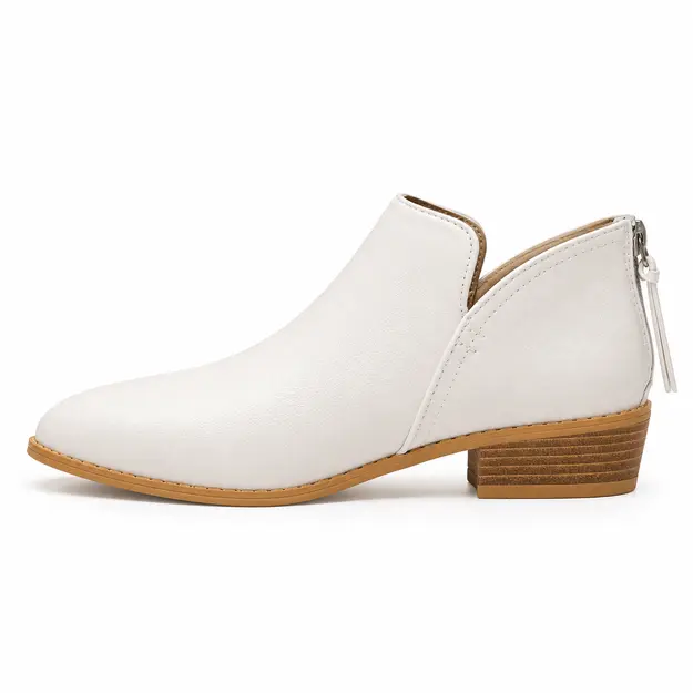 bottines femme blanches retro a zip arriere vue de profil sur fond blanc 45146
