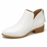 bottines femme blanches retro a zip arriere vue de trois quarts sur fond blanc 45146