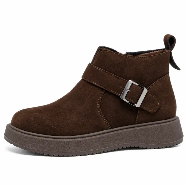 Bottines ouvertes côte côté avec boucle pour femme en café