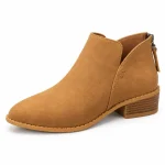 bottines femme camel retro a zip arriere vue de trois quarts sur fond blanc 45149