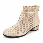 bottines femme dorees ajourees a zip vue de trois quarts sur fond blanc 45234