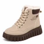 bottines femme kaki fourrees a lacets vue de trois quarts sur fond blanc 45240