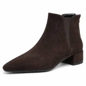 bottines femme marron a bout effile vue de trois quarts sur fond blanc 45138