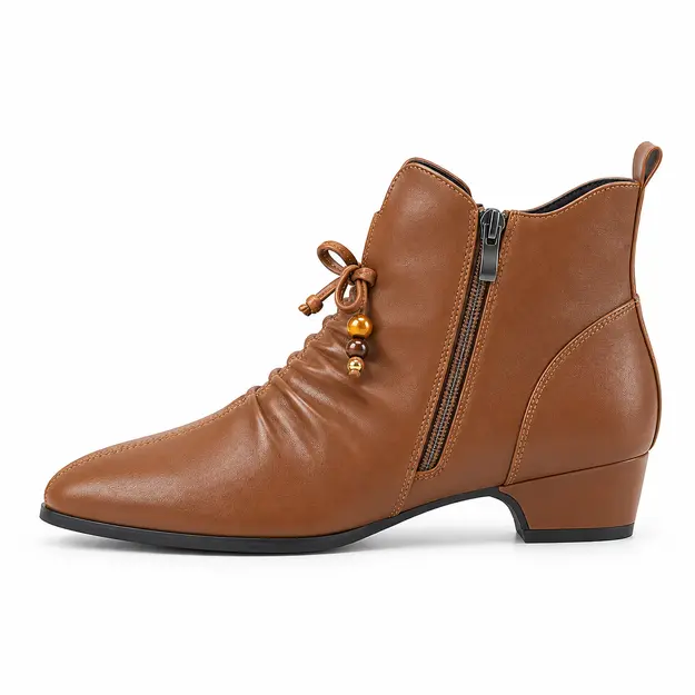 bottines femme marron a lacets et doublure peluche vue de profil sur fond blanc 45219