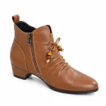 bottines femme marron a lacets et doublure peluche vue de trois quarts sur fond blanc 45219