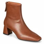 Bottines femme marron à tige lisse avec talon carré élégantes