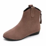 bottines femme marron cafe fourrees a zip vue de trois quarts sur fond blanc 45241