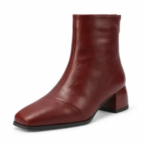 bottines femme marron doublees a bout carre vue de trois quarts sur fond blanc 45143