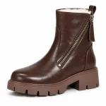 Bottines femme marron doublées à zip avec semelle crantée élégantes