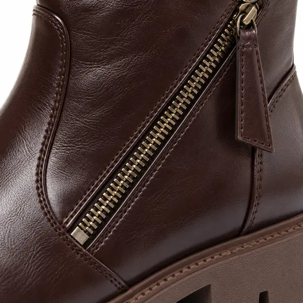 Chaussures femme hiver marron avec zip et semelle antidérapante