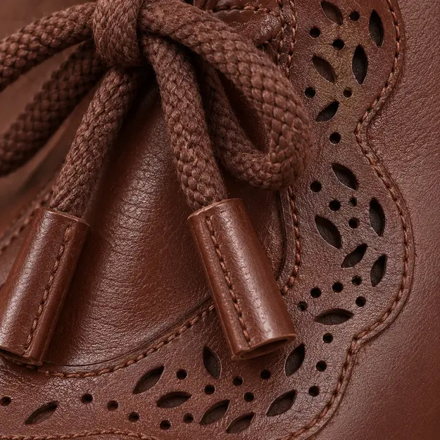 bottines femme marron fourrees a zip et talon carre detail des perforations et des pampilles 45213