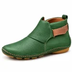 bottines femme vertes plates a enfiler vue de trois quarts sur fond blanc 45229