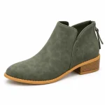 bottines femme vertes retro a zip arriere vue de trois quarts sur fond blanc 45148