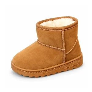 bottines fille camel fourrees a enfiler sur fond blanc
