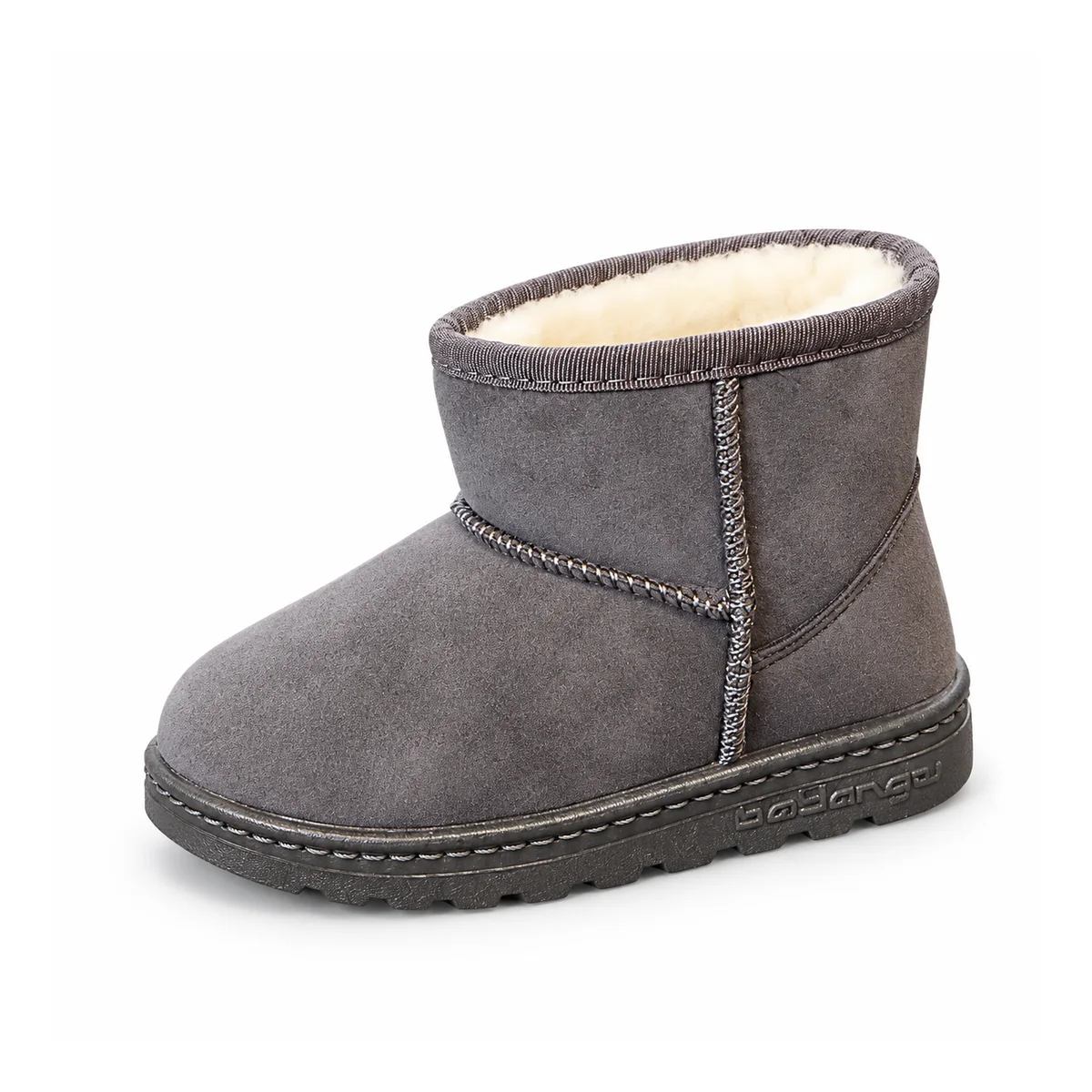 bottines fille grises fourrees a enfiler sur fond blanc