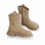 bottines fille kaki fourrees a etoiles et zip sur fond blanc