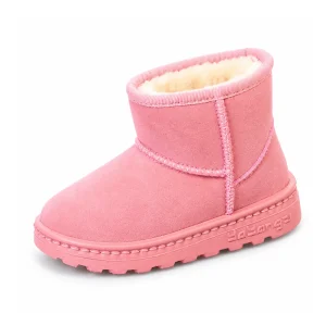bottines fille roses fourrees a enfiler sur fond blanc