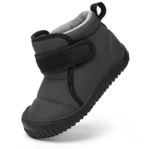 bottines garcon grises fourrees a scratch sur fond blanc