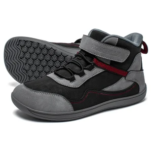 bottines garcon tricolores a bout large et scratch sur fond blanc