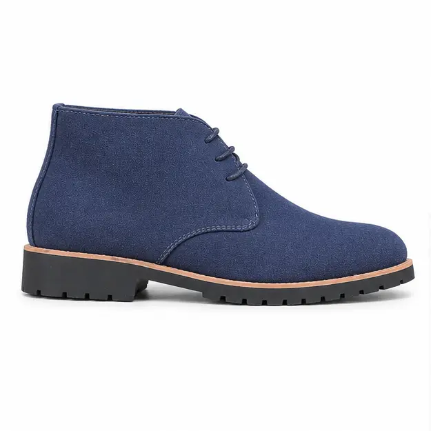 bottines homme bleues effet suede a lacets vue de profil sur fond blanc 45442