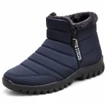 bottines homme bleues fourrees a zip vue de trois quarts sur fond blanc 45457