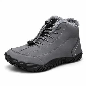 bottines homme gris ardoise fourrees a lacets vue de trois quarts sur fond blanc 45459