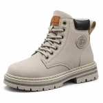 bottines homme grises a lacets et doublure coton vue de trois quarts sur fond blanc 45305