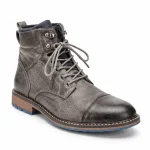 bottines homme grises a lacets style retro vue de trois quarts sur fond blanc 45437