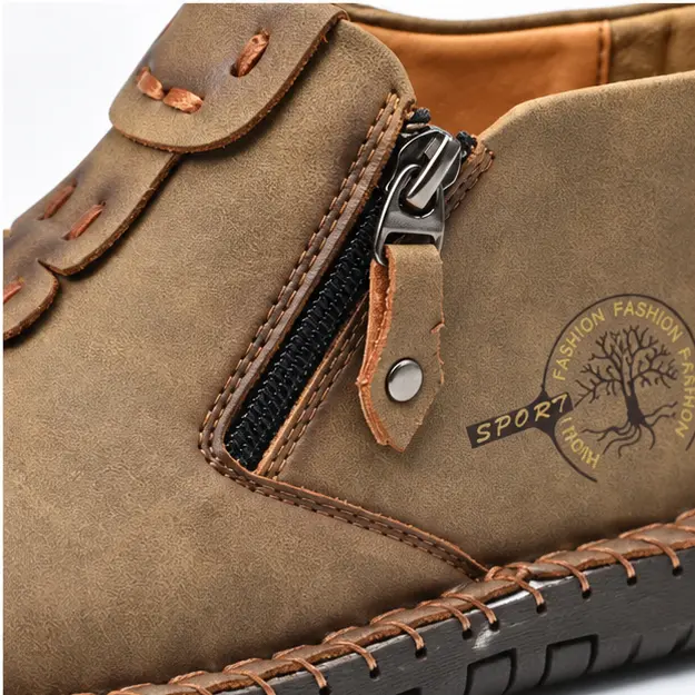 bottines homme kaki a zip style mocassin detail du zip et des coutures apparentes 45351