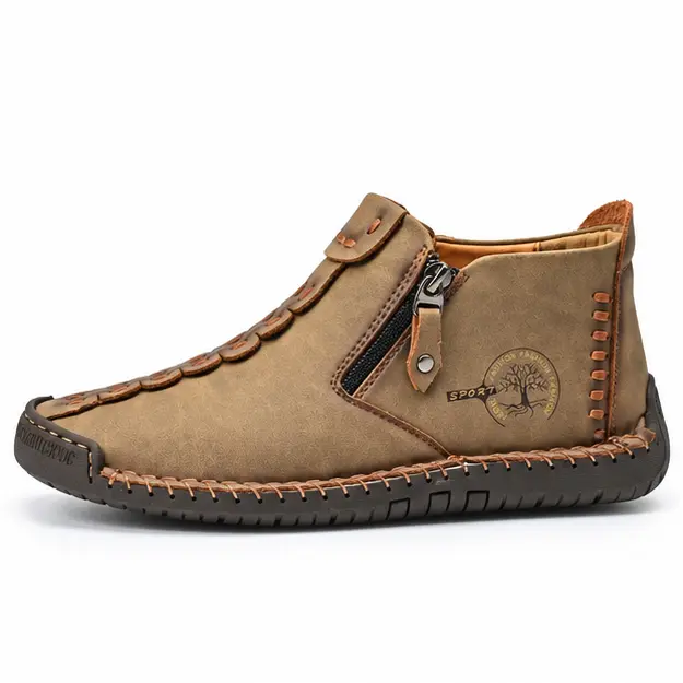 bottines homme kaki a zip style mocassin vue de profil sur fond blanc 45351
