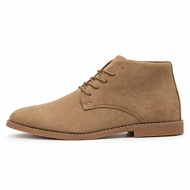 bottines homme kaki en suedine a lacets vue de profil sur fond blanc 45298