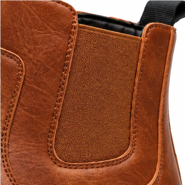 bottines homme marron clair sans lacets a surpiqures detail de lelastique et des coutures 45312