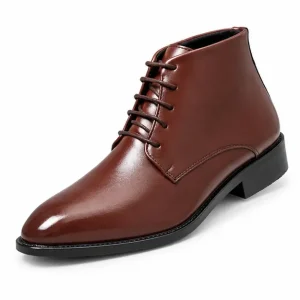 bottines homme marron de ville a lacets vue de trois quarts sur fond blanc 45447