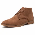 bottines homme marron en suedine a lacets vue de trois quarts sur fond blanc 45299