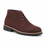 bottines homme marron fonce effet suede a lacets vue de trois quarts sur fond blanc 45441