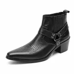 bottines homme noires a brides et anneau lateral vue de trois quarts sur fond blanc 45428