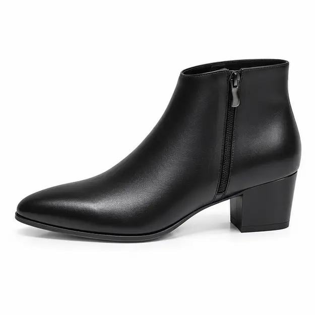 bottines homme noires a talon et zip vue de profil sur fond blanc 45326