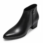 bottines homme noires a talon et zip vue de trois quarts sur fond blanc 45326