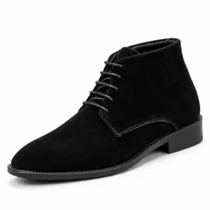 bottines homme noires de ville a lacets vue de trois quarts sur fond blanc 45446