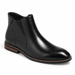 bottines homme noires fourrees a zip et effet patine vue de trois quarts sur fond blanc 45302