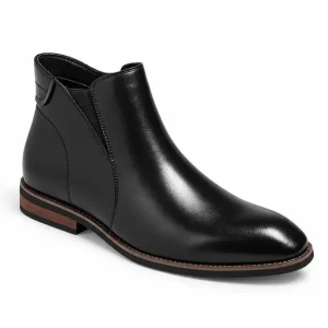 bottines homme noires fourrees a zip et effet patine vue de trois quarts sur fond blanc 45302