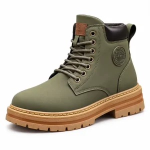 bottines homme vertes a lacets et doublure coton vue de trois quarts sur fond blanc 45306