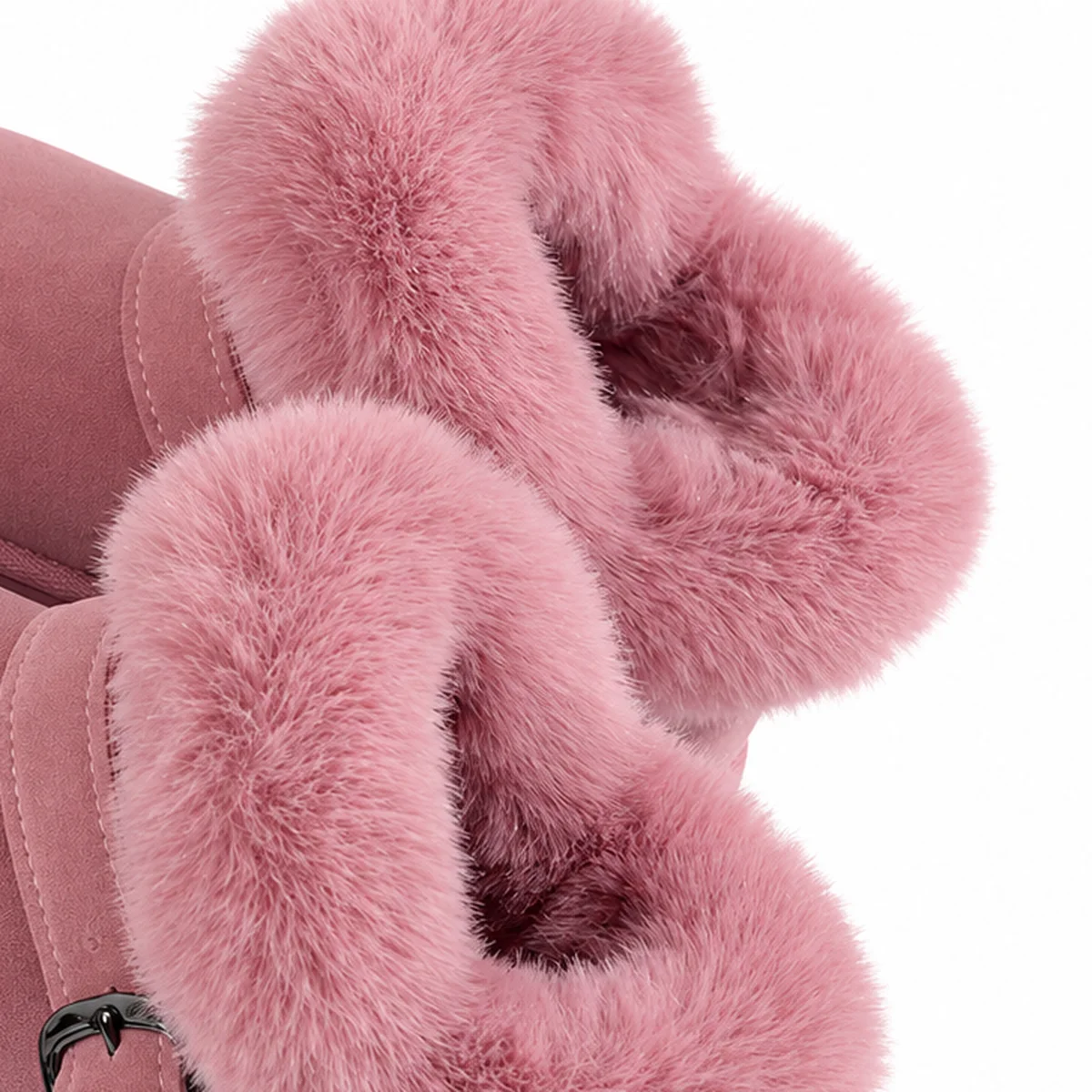gros plan du haut des bottines fille roses fourrees a revers