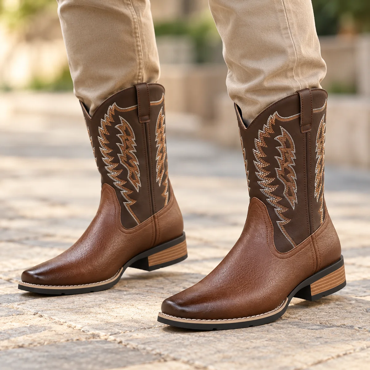 44145 17a bottes cowboy homme marron a broderies porte