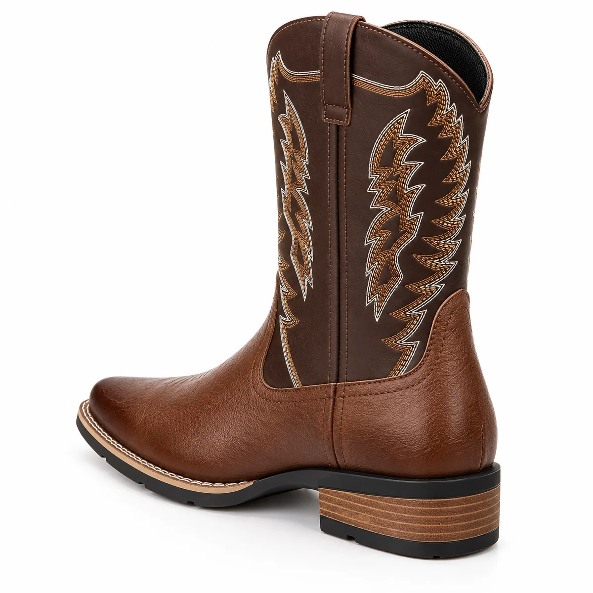44145 17a bottes cowboy homme marron a broderies vue arriere