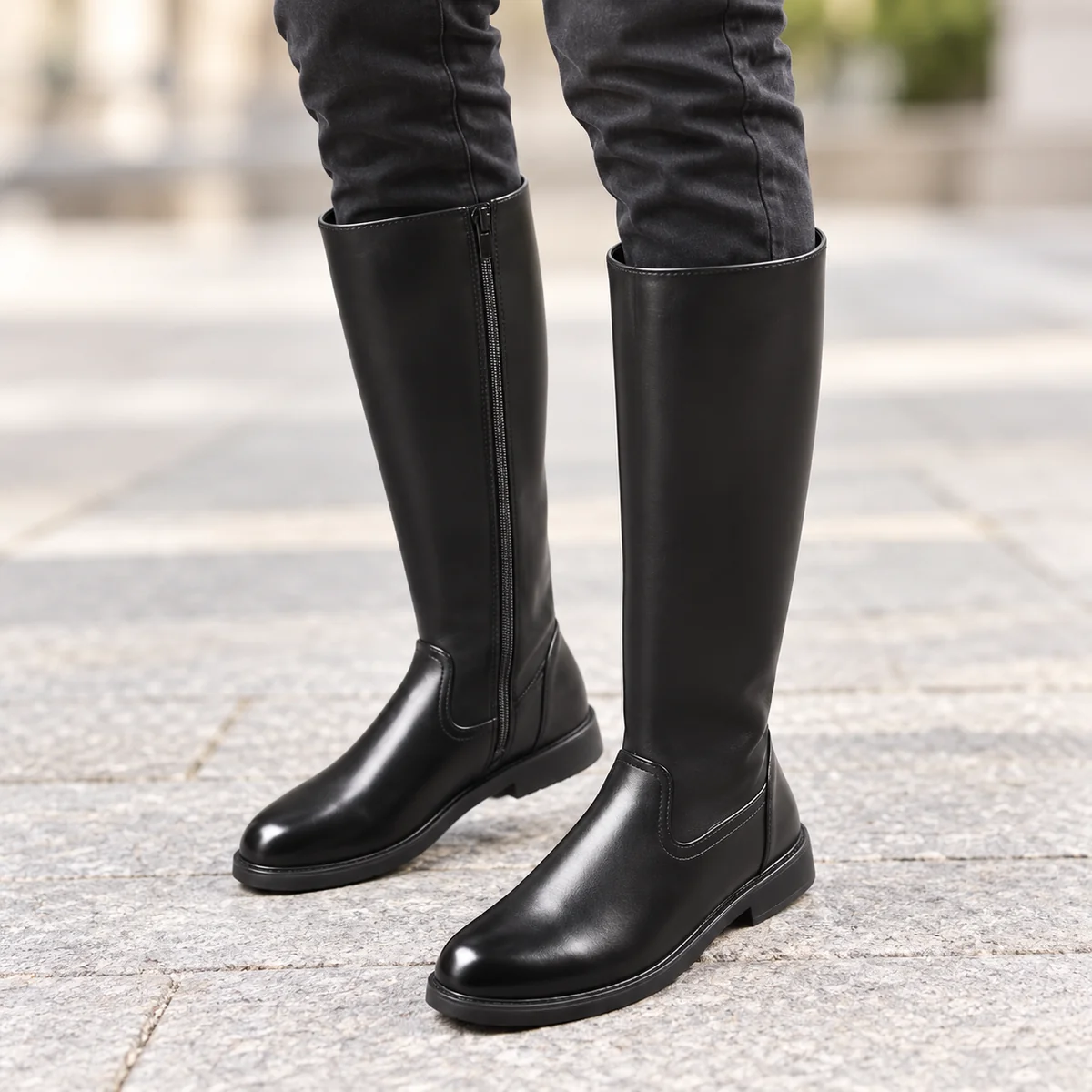 44148 17a bottes homme noires hautes a zip et do porte