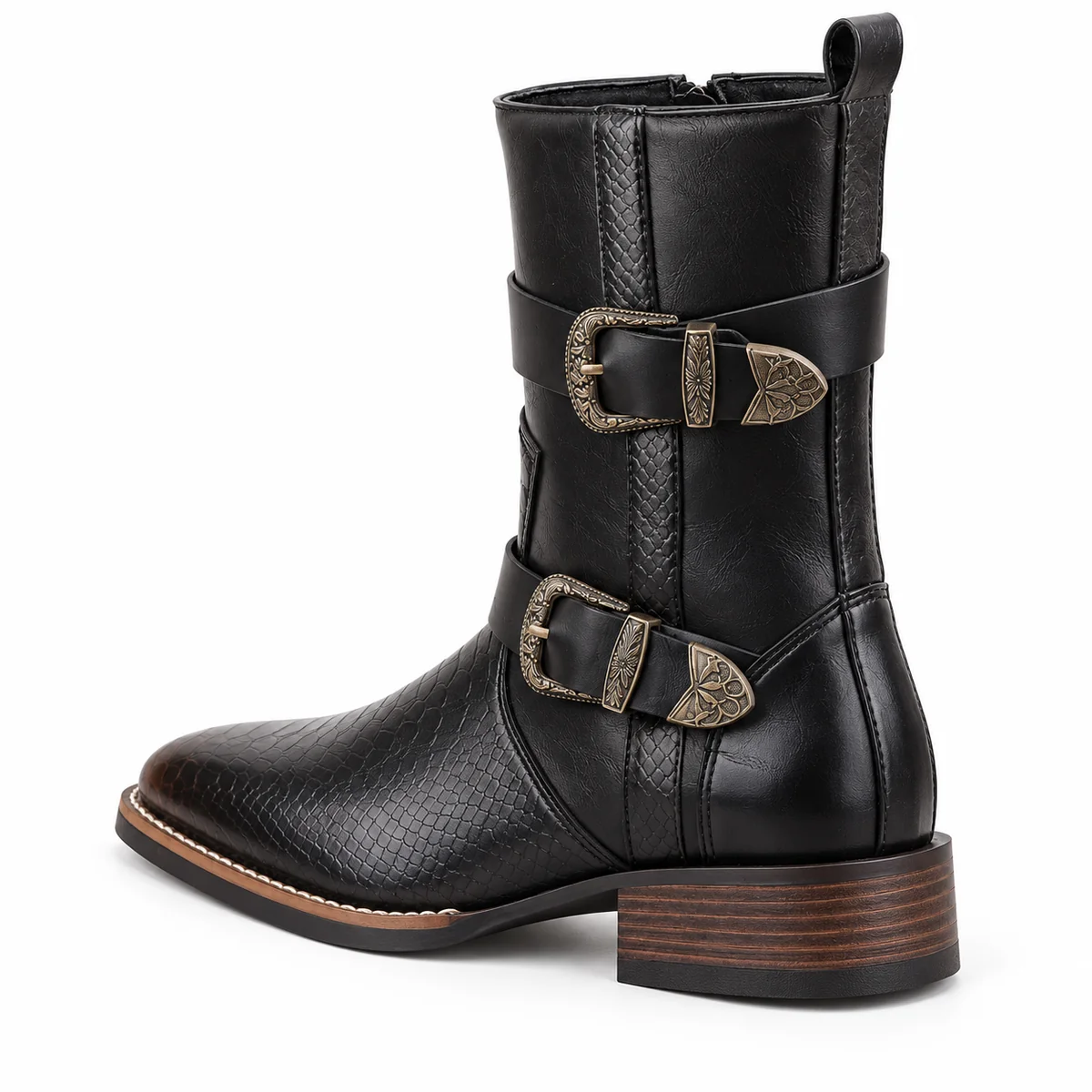 44152 17a bottines homme marron a sangle et bouc vue arriere