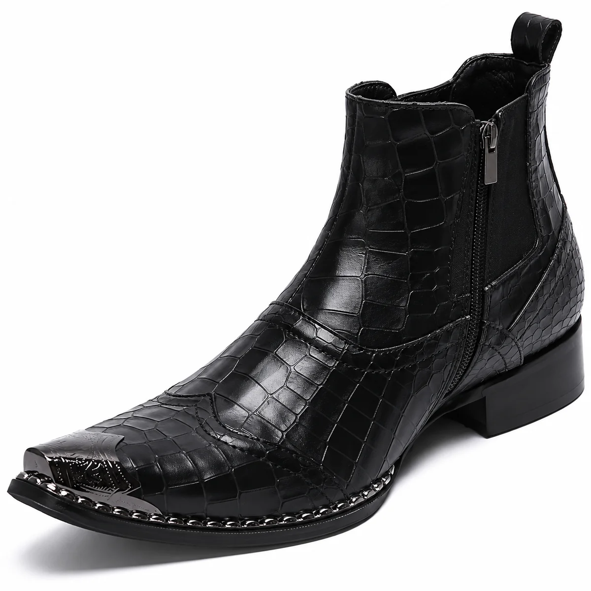 44153 17a bottines en cuir homme a bout pointu e detail