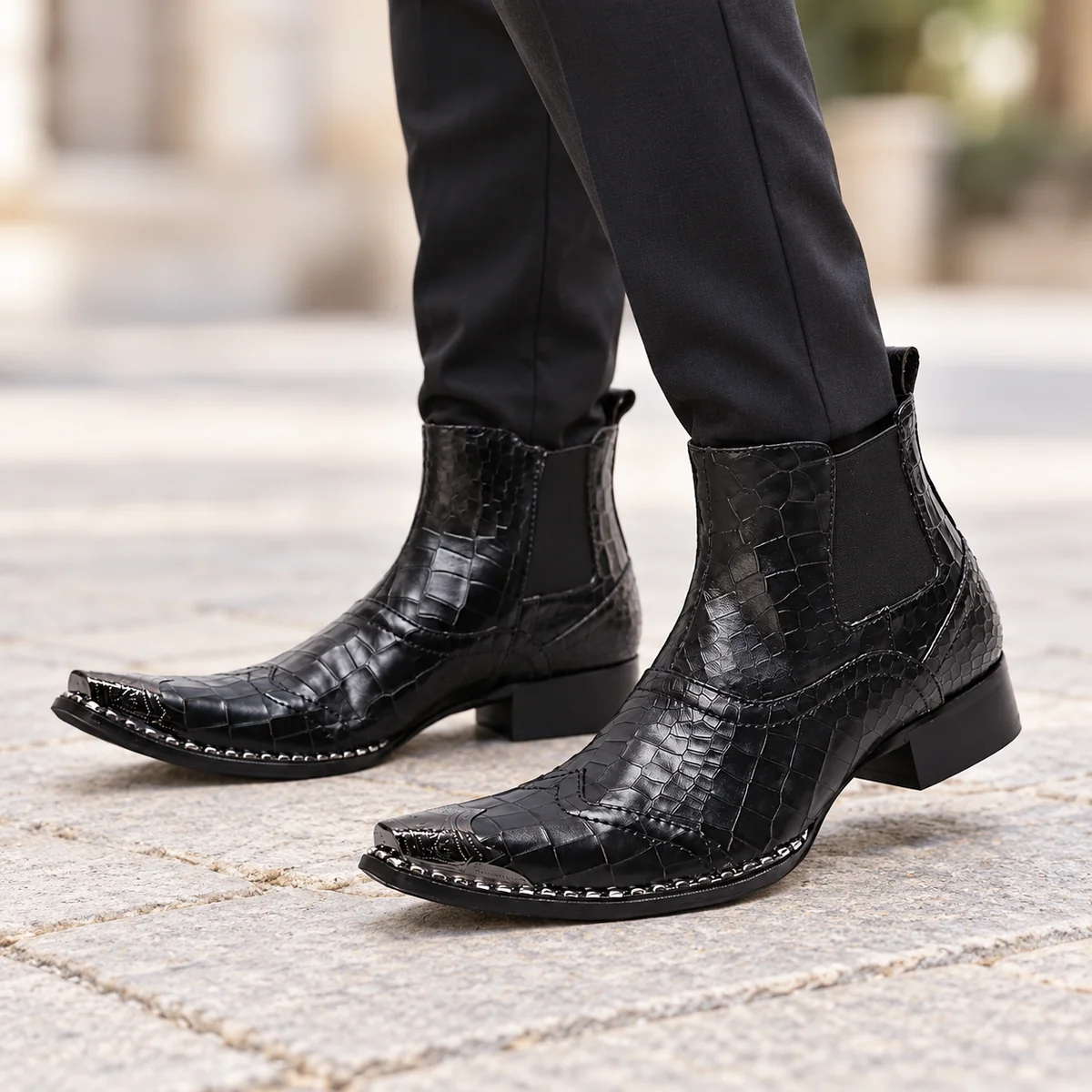 44153 17a bottines en cuir homme a bout pointu e porte