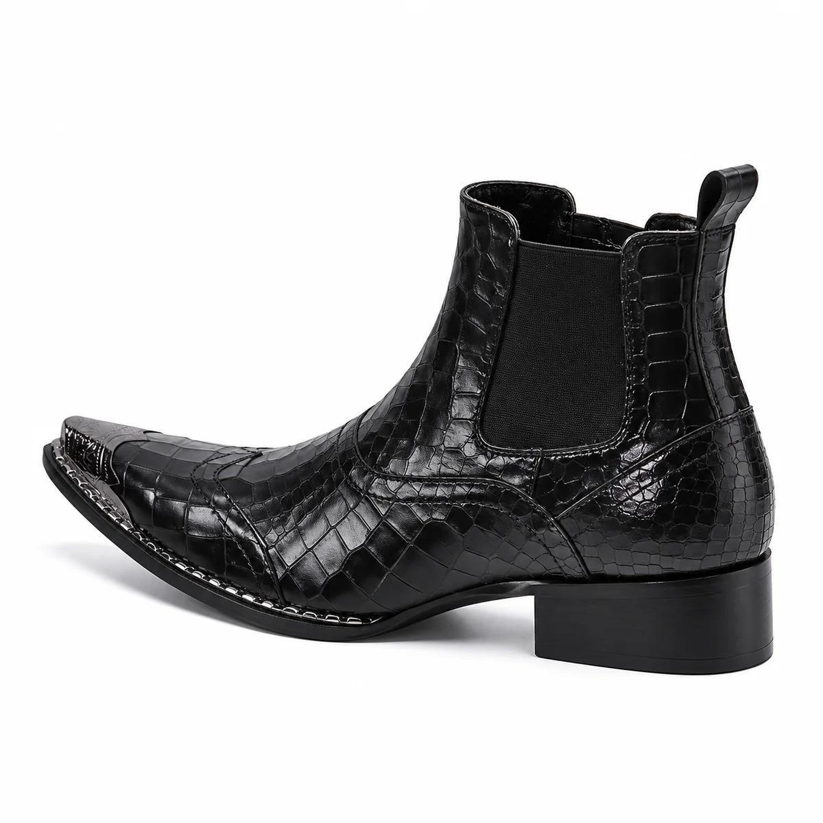 44153 17a bottines en cuir homme a bout pointu e vue arriere